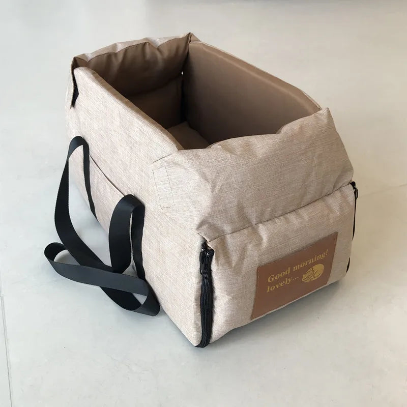 Empty sandstone compact variant of the portable console dog booster seat.