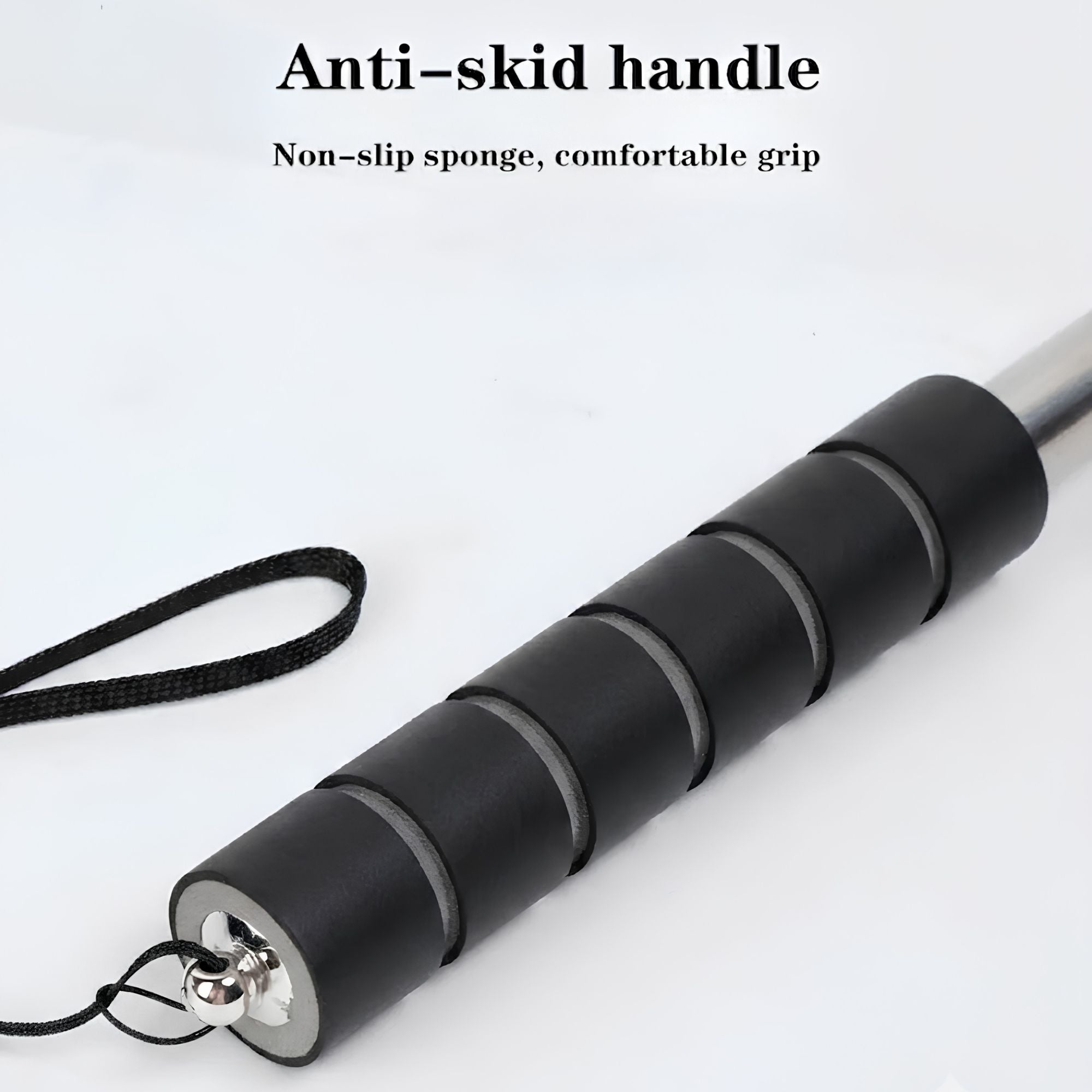 Anti-slip foam grip handle of the Telescopic Car Rearview Mirror Wiper with wrist strap