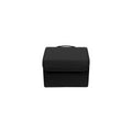 Small size premium black collapsible PU leather car boot organiser on a pure white background.