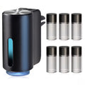 Ultimate bundle smart car air freshener and ultrasonic diffuser with six essential oil bottles on a clean white background.